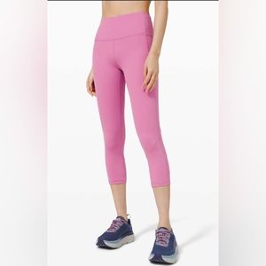 Lululemon Pace Rival High Rise Crop 22" Inseam Leggings In Magenta Glow Size 4